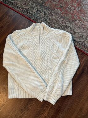 Sunday Best Ivory Cable-Knit Half-Zip Sweater
